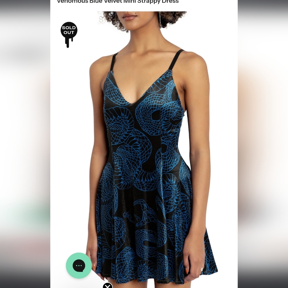 Blackmilk Venomous Blue Velvet Mini Strappy Dress Size XL Black Whimsigoth - Picture 11 of 14